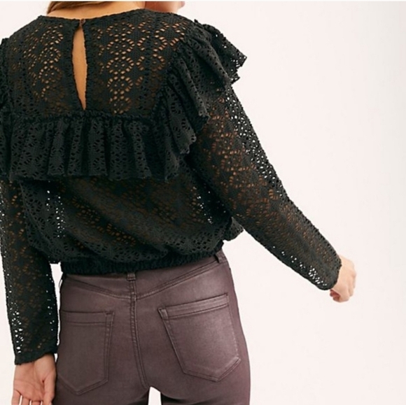 Free People - lace top- Chocolate Brown - Picture 3 of 7